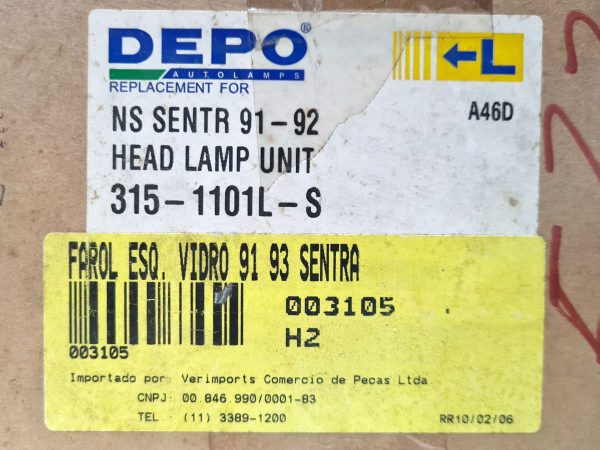 Farol Nissan Sentra 91/92 Le Depo 3151101l Vidro - Image 2