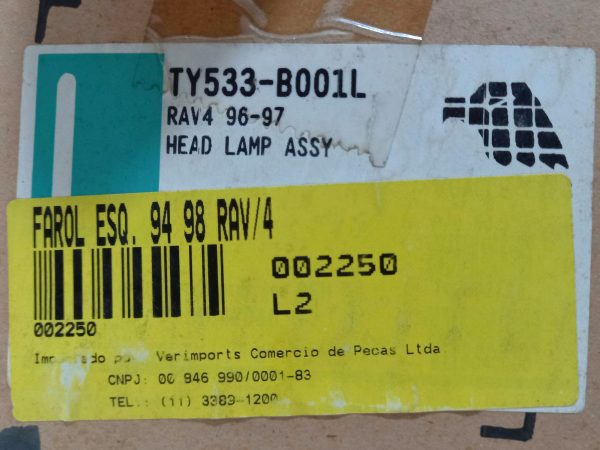 Farol Toyota Rav4 94/98 LE Vidro Eagle Eyes TY533-B001L - Image 2