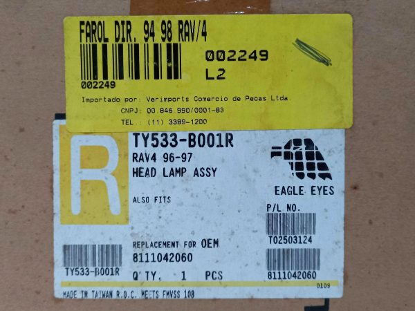 Farol Toyota Rav4 94/98 Ld Vidro Eagle Eyes Ty533-b001r - Image 2