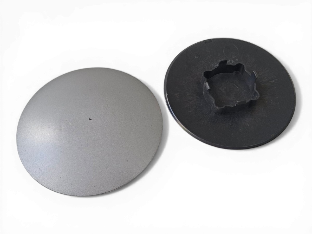 Par Calota Centro Roda Monza Sle 82/90 S/ Logo G843 Grampola Cinza - Imagem 3